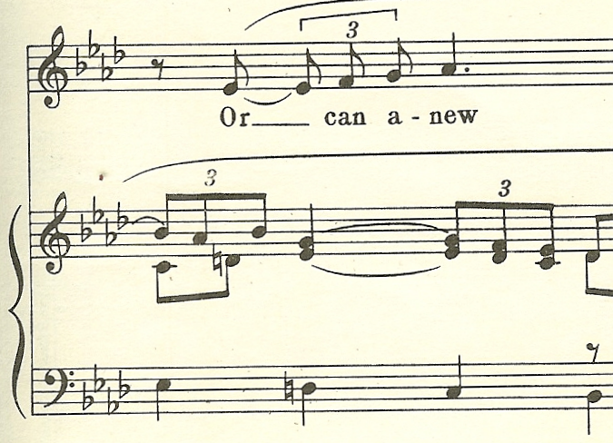 Imitation between vocal line and accompaniment measure 6